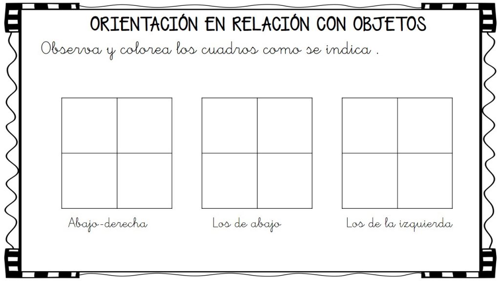 Con estas actividades vamos a trabajar la ORIENTACIÓN EN RELACIÓN CON OBJETOS importante para afianzar la lateralidad. y las instrucciones escritas.