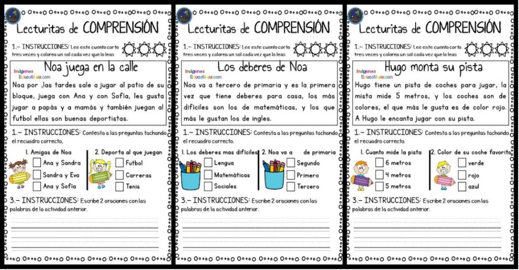 Mini fichas de comprensión lectora para Infantil y primer ciclo de Primaria