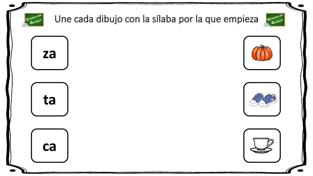 Une cada dibujo con la sílaba por la que empiece. Con la actividad que os presentamos a continuación vamos a trabajar la conciencia fonológica a través de dibujos y las sílabas por la que empiezan.