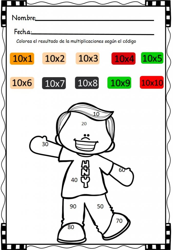 Cuaderno para multiplicar y colorear aprendemos las tablas
