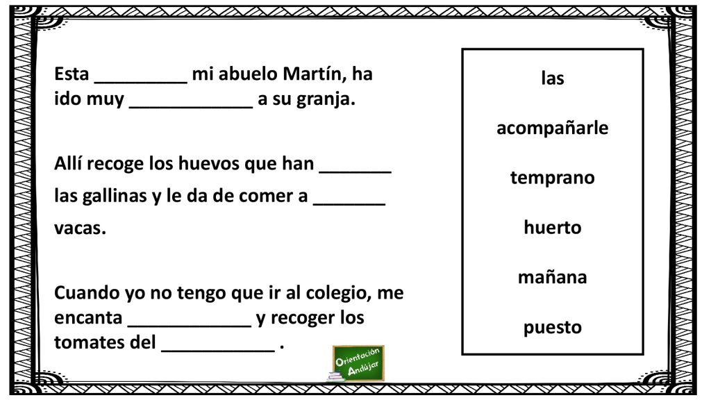 En los siguientes textos se han olvidado algunas palabras, pero no te preocupes porque en el recuadro encontrarás todas las palabras que necesitas para completar las mini lecturas y poder […]