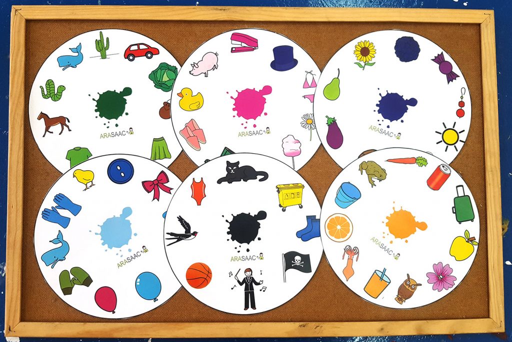 Material para imprimir y recortar con el que podemos trabajar, mediante la metodología Teacch, la identificación y aprendizaje del vocabulario referido a los colores básicos.   Una vez impreso y […]