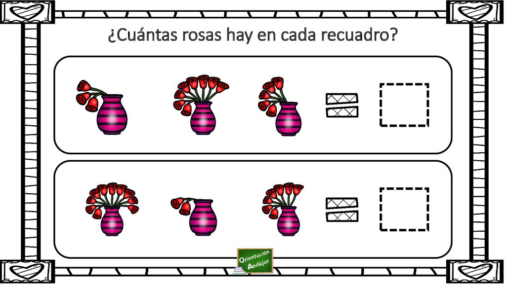 Os hemos preparado con motivo del día de San Valentín esta divertida actividad matemática para practicar el conteo.