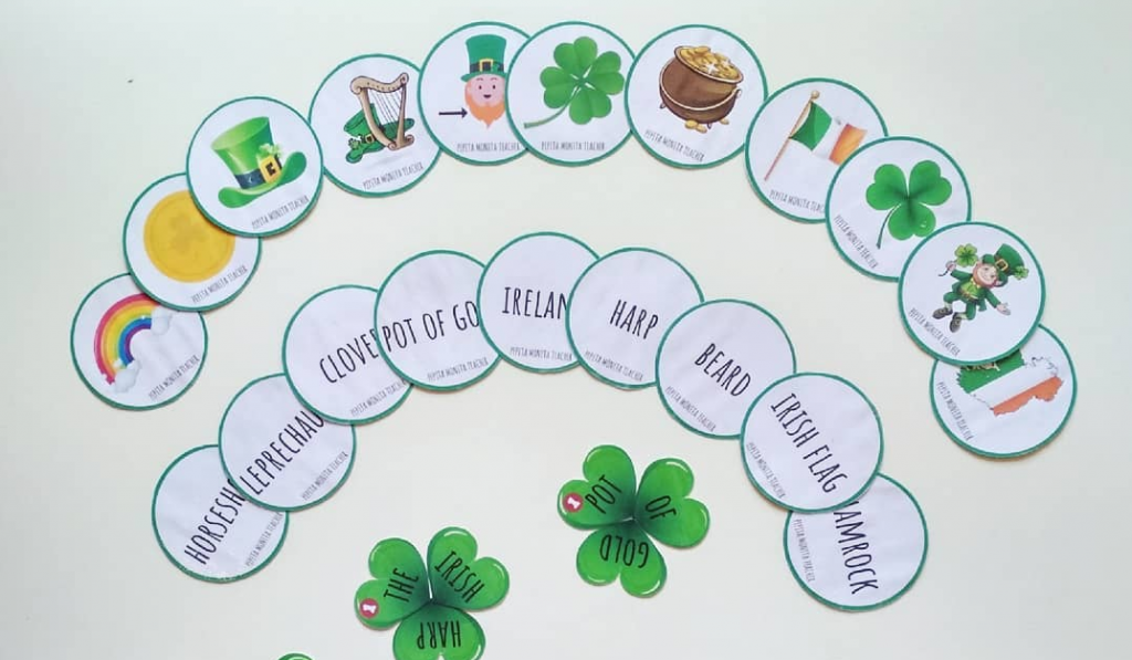 TRABAJAR VOCABULARIO Día de San Patricio 2019 Os compartimos este material que ha elaborado Natalia, la profe que se encuentra detrás de la cuenta de Pepita Monita Teacher. Para trabajar San Patricio.