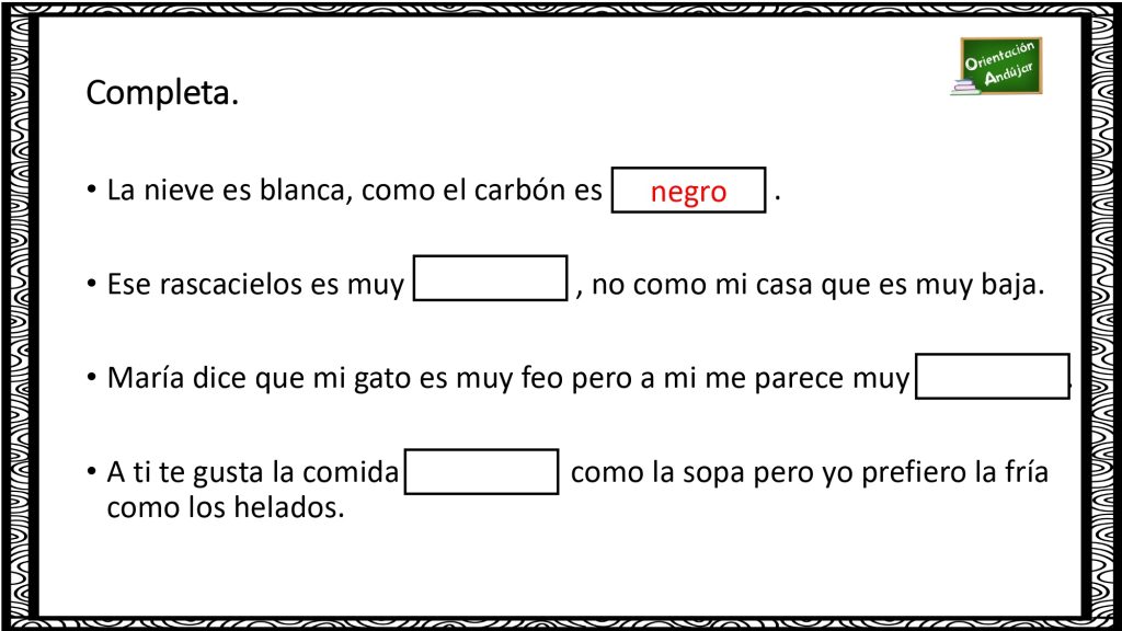 Hoy os traemos esta actividad de lengua para trabajar la comprensión lectora y la conciencia semántica a través de las palabras opuestas. Hay que completar las frases con un adjetivo […]