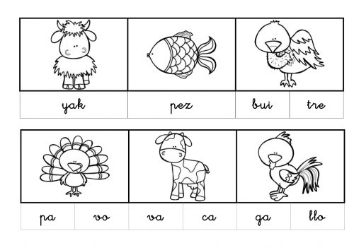 CONCIENCIA FONOLOGICA 30 PUZZLES SILÁBICOS DE ANIMALES -Orientacion Andujar