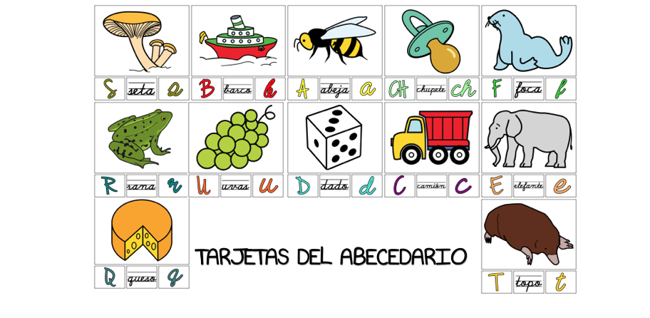 tarjetas del abecedario de animales Fantástico abecedario con tarjetas individuales incluyendo la che y la elle.