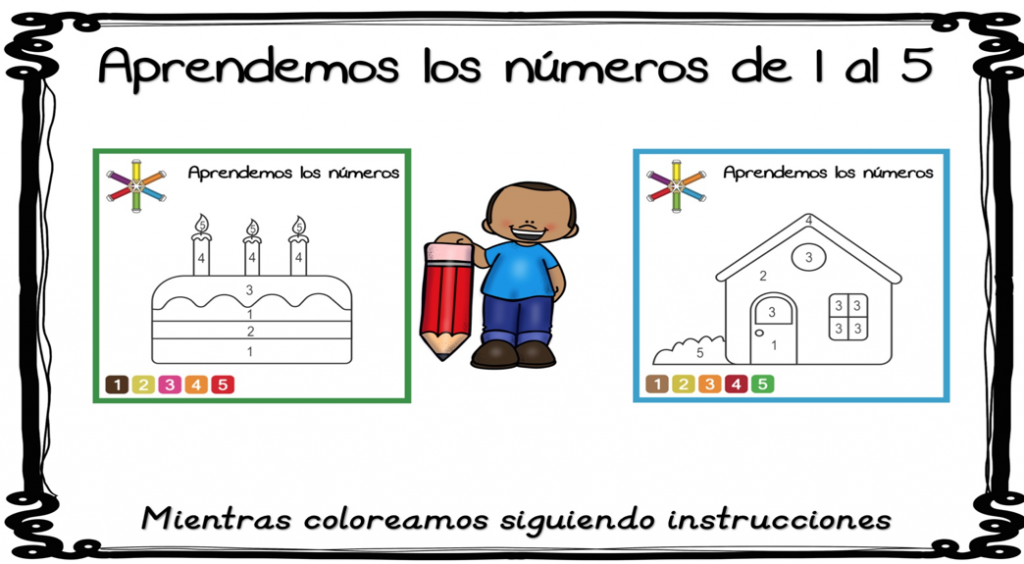 DESCARGA LAS FICHAS DE COLOREAR EN PDF Aprendemos los números 1-5 coloreando siguiendo instrucciones