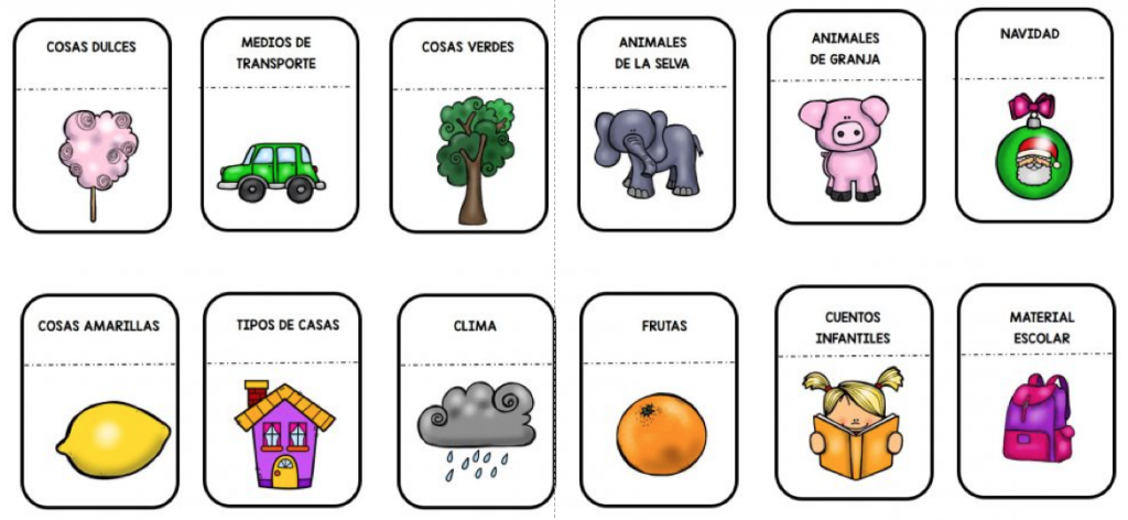 Os hemos preparado estas tarjetitas con diferentes categorías léxicas para trabajar en clase.