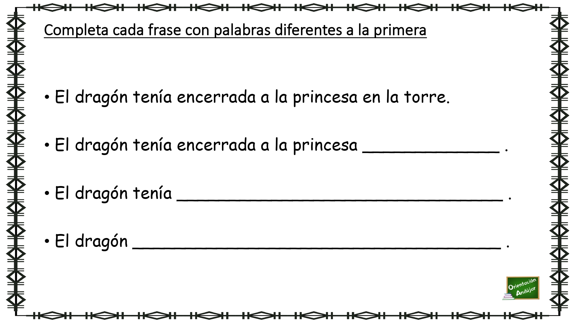 Escritura Creativa: Completa cada frase con palabras distintas a la  primera. -Orientacion Andujar