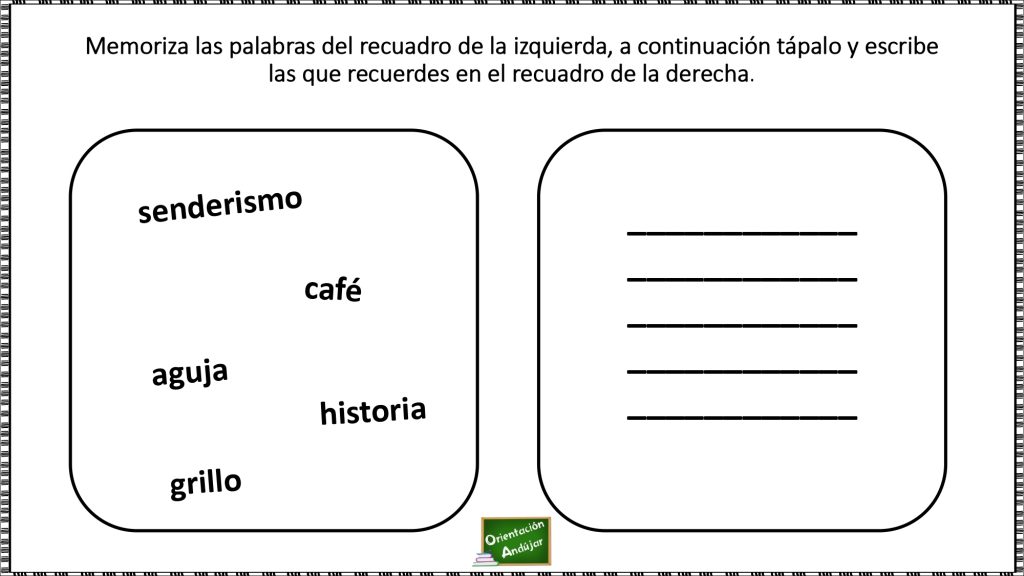 A continuación, os presentamos un nuevo ejercicio para trabajar la estimulación cognitiva tanto en adultos como en niños; en concreto la memoria.