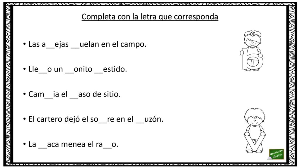 A continuación, os proponemos este ejercicio para trabajar en el aula la ortografía. En el hay que completar algunas palabras con la letra correctas entre las dos opciones posible, como […]