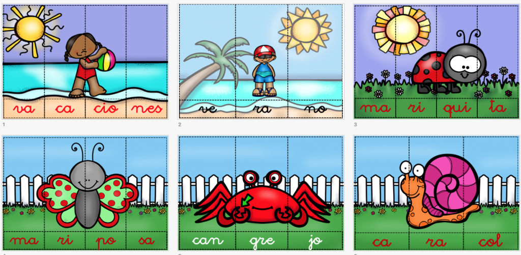 Os dejamos estos bonitos y originales puzzles silábicos especial verano.