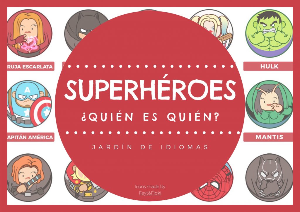 Trabajamos las descripciones ¿Quién es quién? con temática de los vengadores! Queremos compartir con vosotros este fantástico material creado por Ana Martín que los comparte en su blog el jardindeidiomas para trabjar las descripciones y vocabulario.