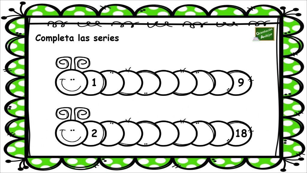 Con estos divertidos gusanos vamos a practicar las series numéricas. Ejercicios como éstos hacen más amenos el aprendizaje de las matemáticas que en algunas ocasiones pueden resultar complejo.