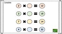Hoy os traemos un ejercicio matemático para practicar las tablas de multiplicar, en el que hay que rellenar el círculo vacío con el número correcto para completar la operación.