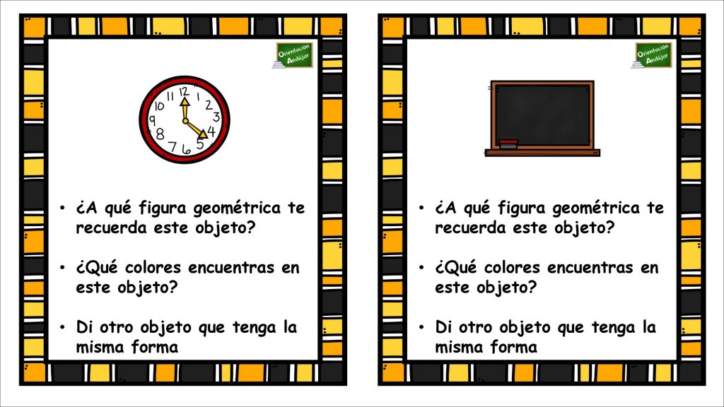 La siguiente colección de tarjetas están pensadas para trabajar la percepción visual a través de la forma geométrica y los colores de objetos cotidianos.