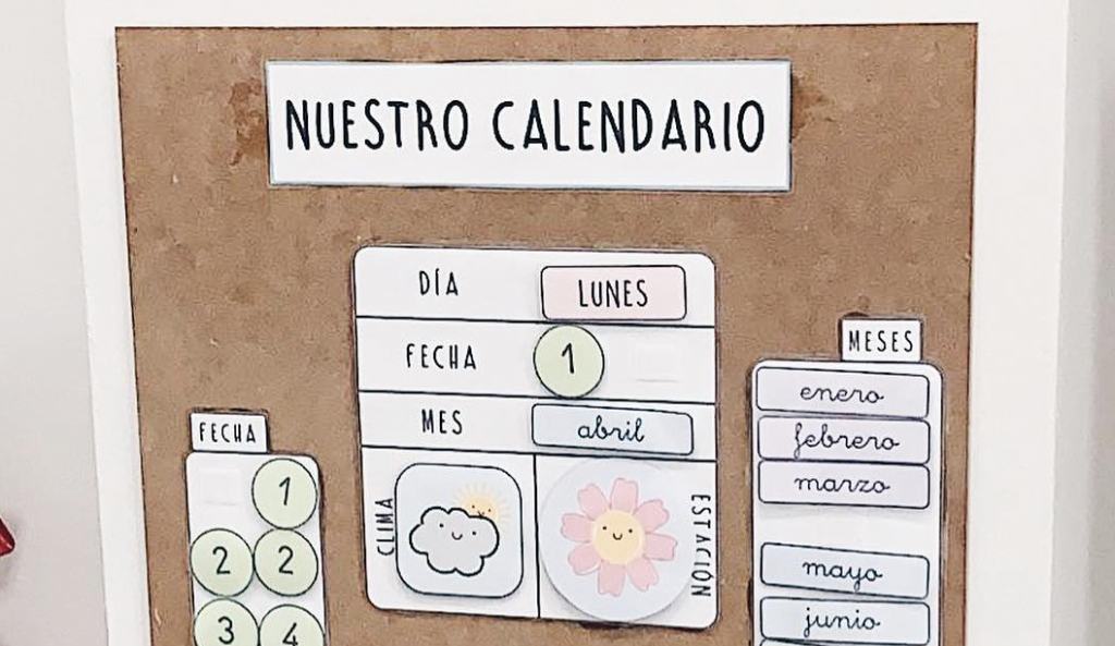 CALENDARIO MANIPULATIVO  PARA TU CLASE Calendario manipulativo con el que  los más peques #practicarán los #días, los #meses, las #estaciones de año y el #clima que hace ese día.