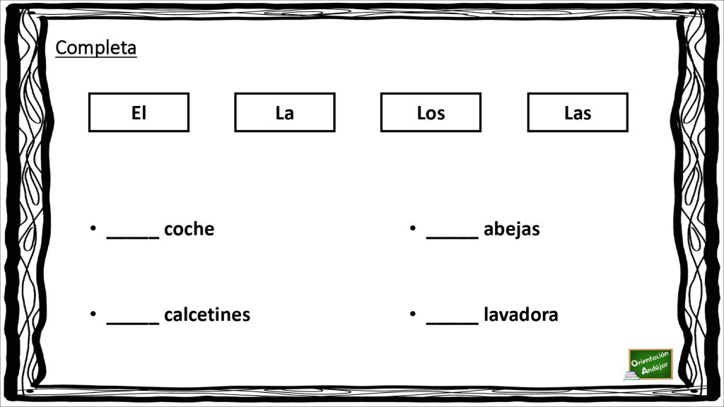 Conciencia sintáctica: Completa con el correcto artículo determinado e indeterminado. Hoy os traemos unas  sencillas actividades en las que nuestros alumnos tienen que situar el artículo correcto en cada una de las frases que les presentamos, rellenado los huecos correspondientes.