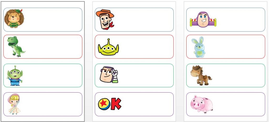 Etiquetas escolares para libros y materiales TOY story 4 OS dejamos estas divertidas tarjetas con motivos de toy story 4 para poner en vuestros libros o mesas de los peques.