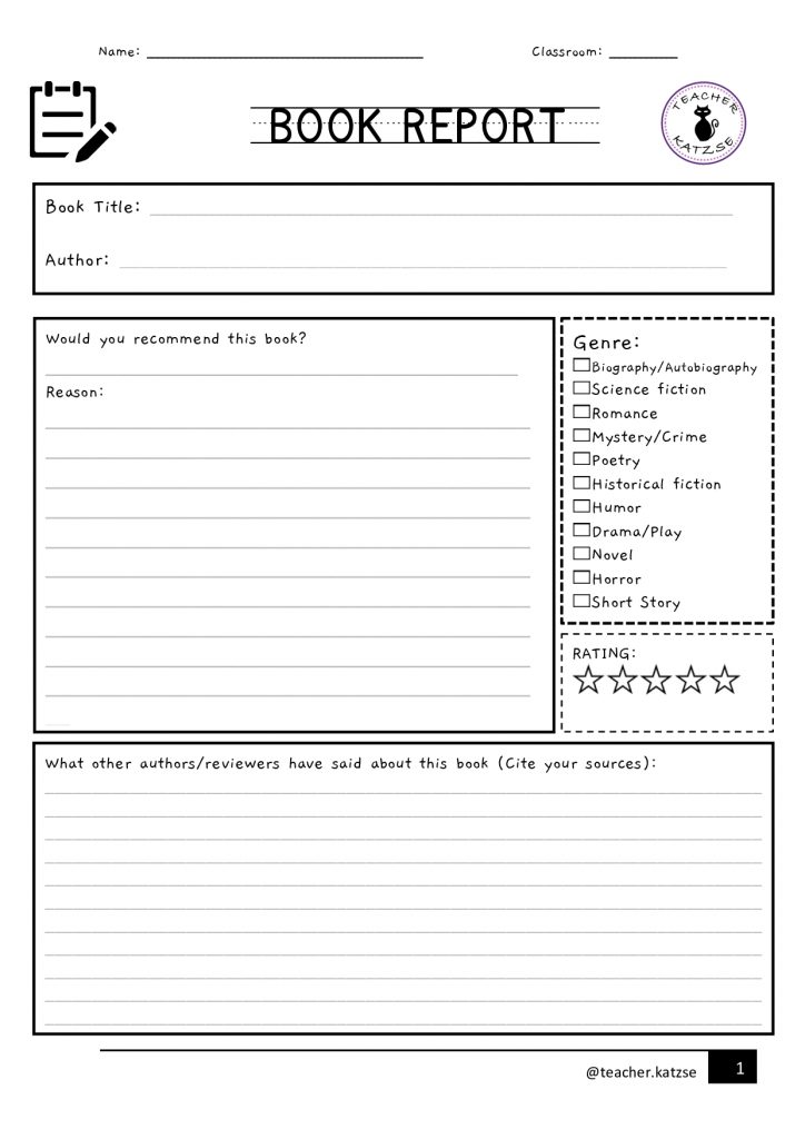 Book Report: ficha en inglés para trabajar después de una lectura en clase. Incluye preguntas de de reflexión, citas, valoración, resumen, etc. El Book Report ayuda a desarrollar el pensamiento crítico de nuestros alumnos […]