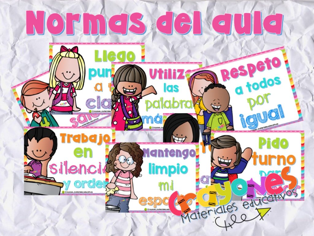 Carteles con las normas de clase Os dejamos estos fenomenales carteles con las normas de clase ideales para decorar tu aula. Es un recurso de  Crayones… Materiales Educativos.