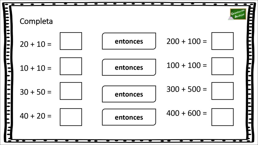 Sencilla actividad matemática para aprender a sumar centenas.