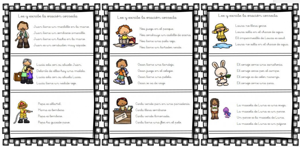 DESCARGA LAS FICHAS EN PDF Fichas con dibujos para la Comprensión lectora de oraciones sencillas