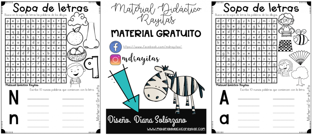 Super colección de fichas de sopas de letras para trabajar por completo todas las letras del abecedario.  Un material muy divertido y manipulativo que les vendrá genial a nuestros estudiantes.