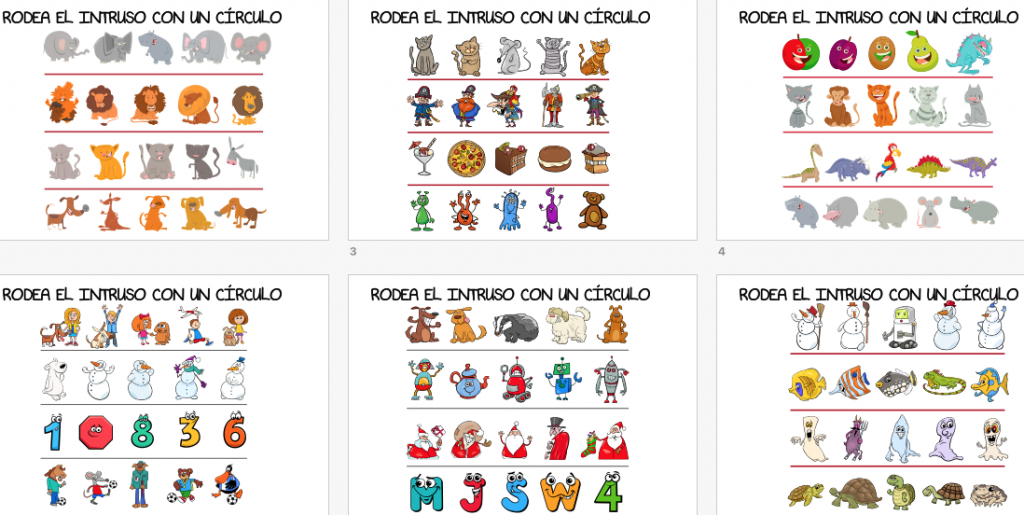 DESCARGA LAS ACTIVIDADES EN PDF RODEA EL INTRUSO CON DIBUJOS BONITOS