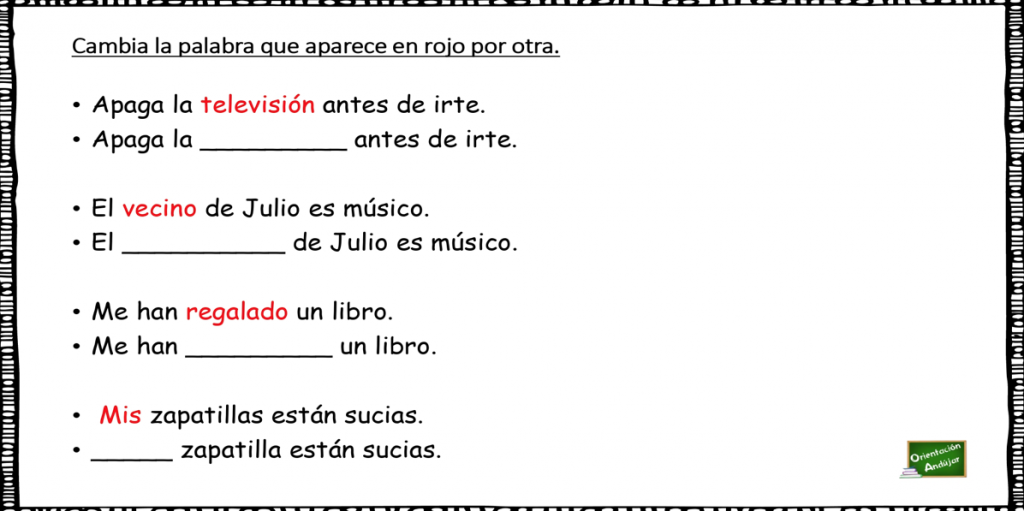 En esta actividad vamos a trabajar la Escritura creativa y conciencia morfosintáctica con la sencilla acción de cambiar una palabra por otra dentro de una oración. Conciencia Morfosintáctica: habilidad para […]