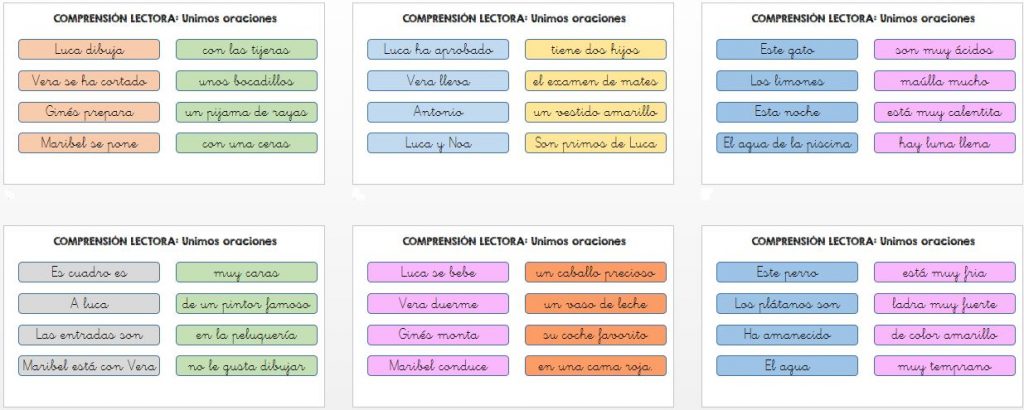 COMPRENSIÓN LECTORA – Unimos oraciones que tengan relación DESCARGA LAS FICHAS EN PDF COMPRENSIÓN LECTORA – Unimos oraciones que tengan relación