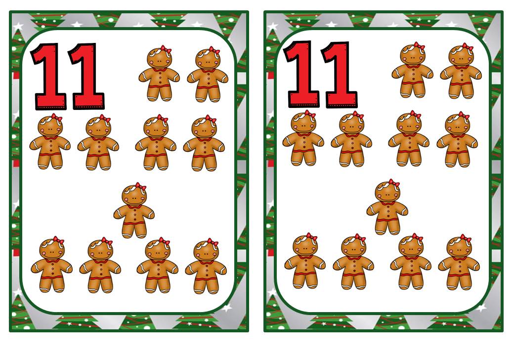 Juego Tarjetas De Numeros Memorama De Navidad 11 Orientacion