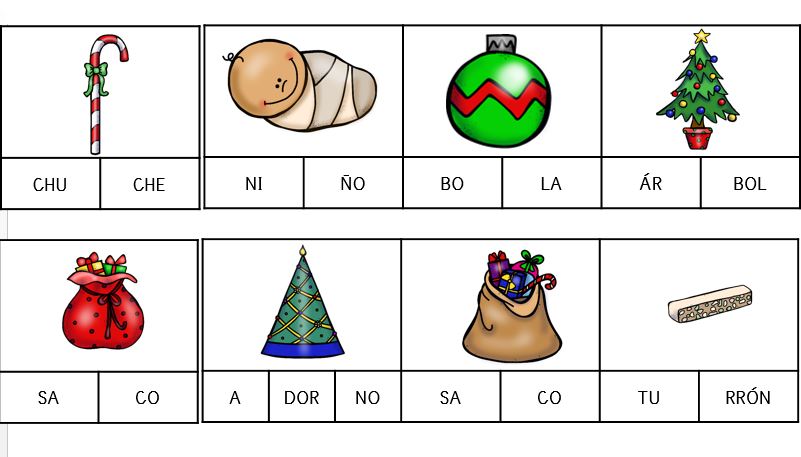 Puzzle silábico especial navidad La conciencia silábica es uno de los ámbitos de la Conciencia Fonológica, centrada en la sílaba. DESCARGA LOS PUZZLES EN PDF Puzzle silábico especial navidad