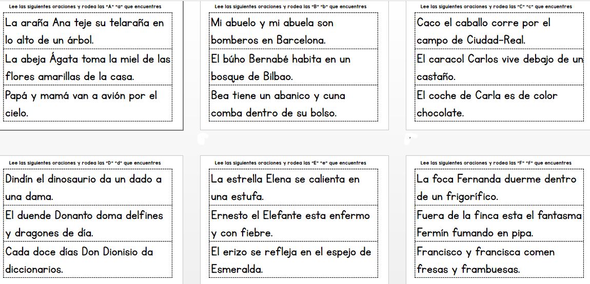 lectoescritura, lectura de frases letras a-b-c-d-e -Orientacion Andujar lectoescritura, lectura de frases letras a-b-c-d-e -Orientacion Andujar