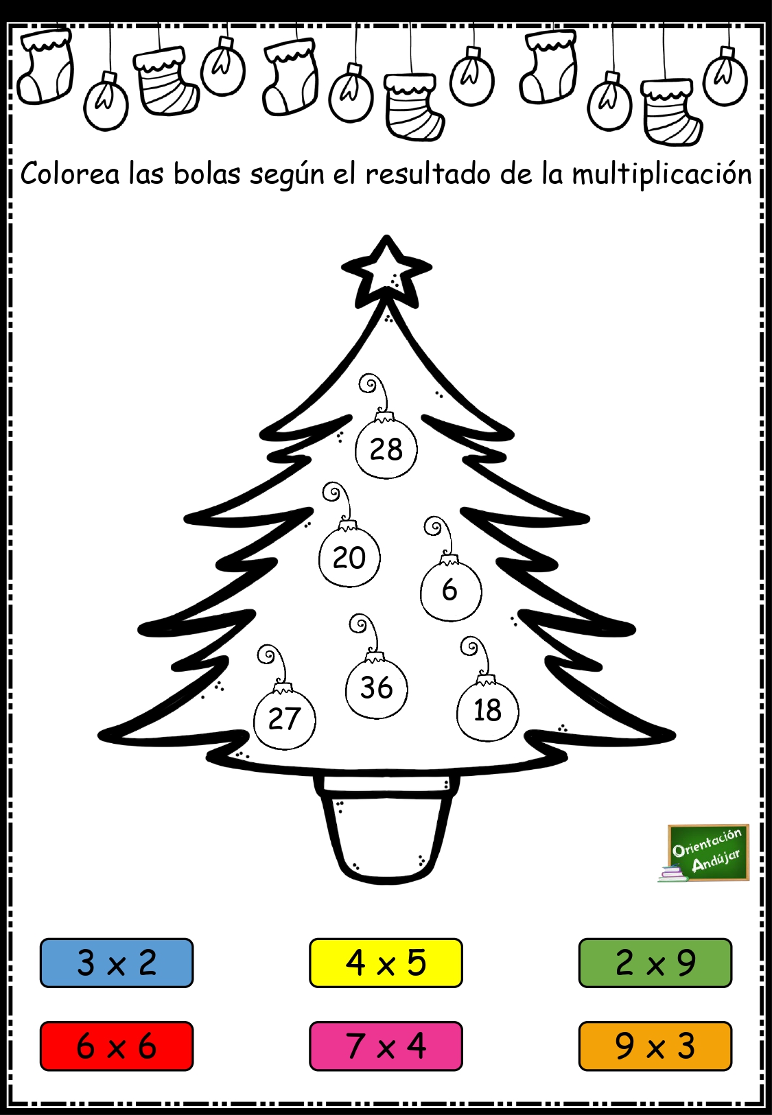 Repasamos las tablas de multiplicar con las bolas navideñas. -Orientacion Andujar Repasamos las tablas de multiplicar con las bolas navideñas. -Orientacion Andujar