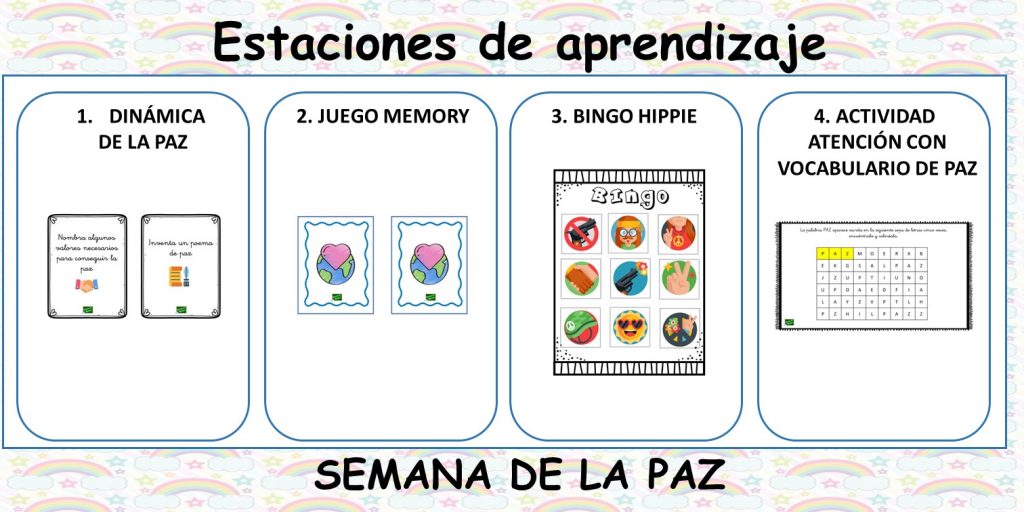 Nueva estación de aprendizajes que os hemos preparado para esta semana especial día de la Paz.