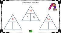 Sencilla actividad para trabajar el doble y mitad de un número, para ello hay que completar las pirámides con los números correctos. Fíjate en el ejemplo. 