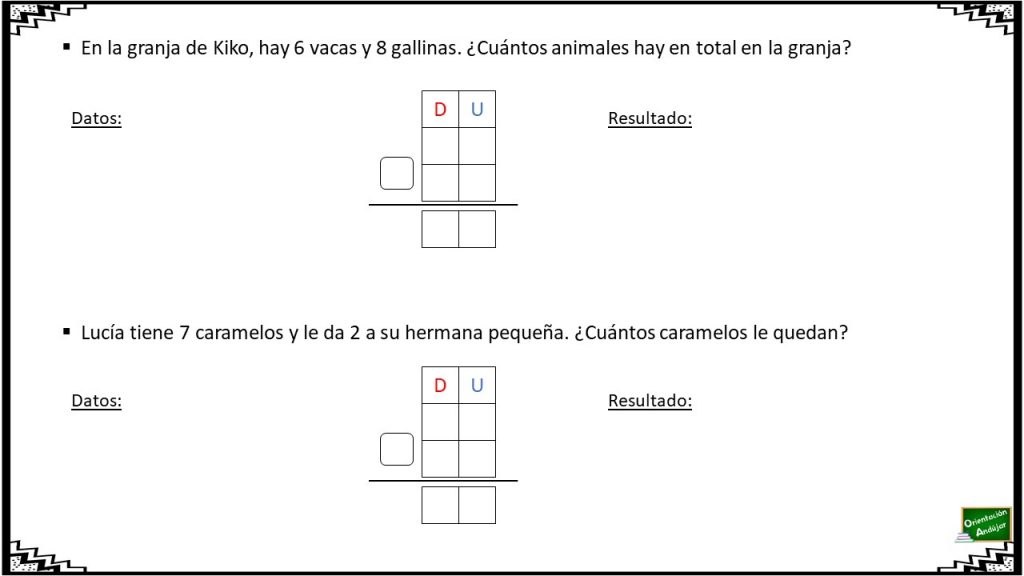 Problemas matemáticos 1º primaria. Colección de sencillos problemas matemáticos con operaciones de sumar y restar.