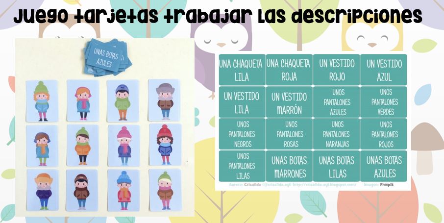 Hoy os traigo unas tarjetas sobre la ropa de invierno que nos van a permitir trabajar muchos contenidos: atención, vocabulario, comprensión oral, comprensión escrita y descripciones.