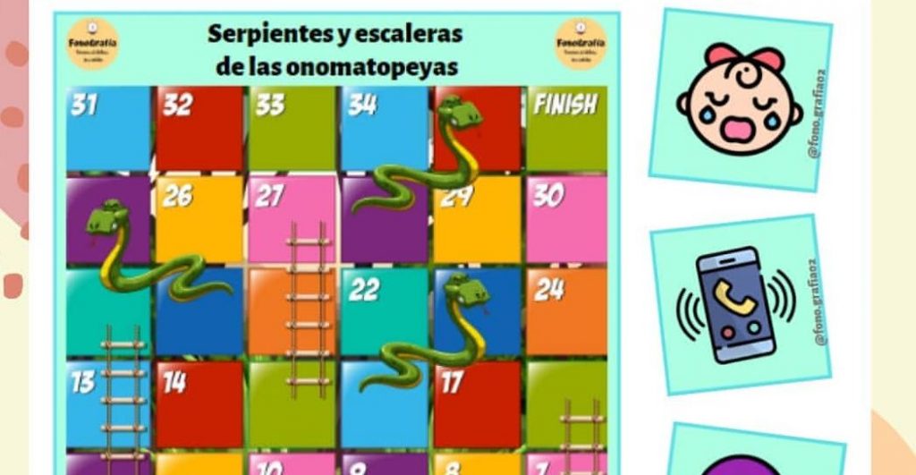 ego de serpientes? y escaleras sobre onomatopeyas. Además de las reglas del juego, para no perder el siguiente turno o retroceder una casilla, deben tomar una carta que tendrá una […]
