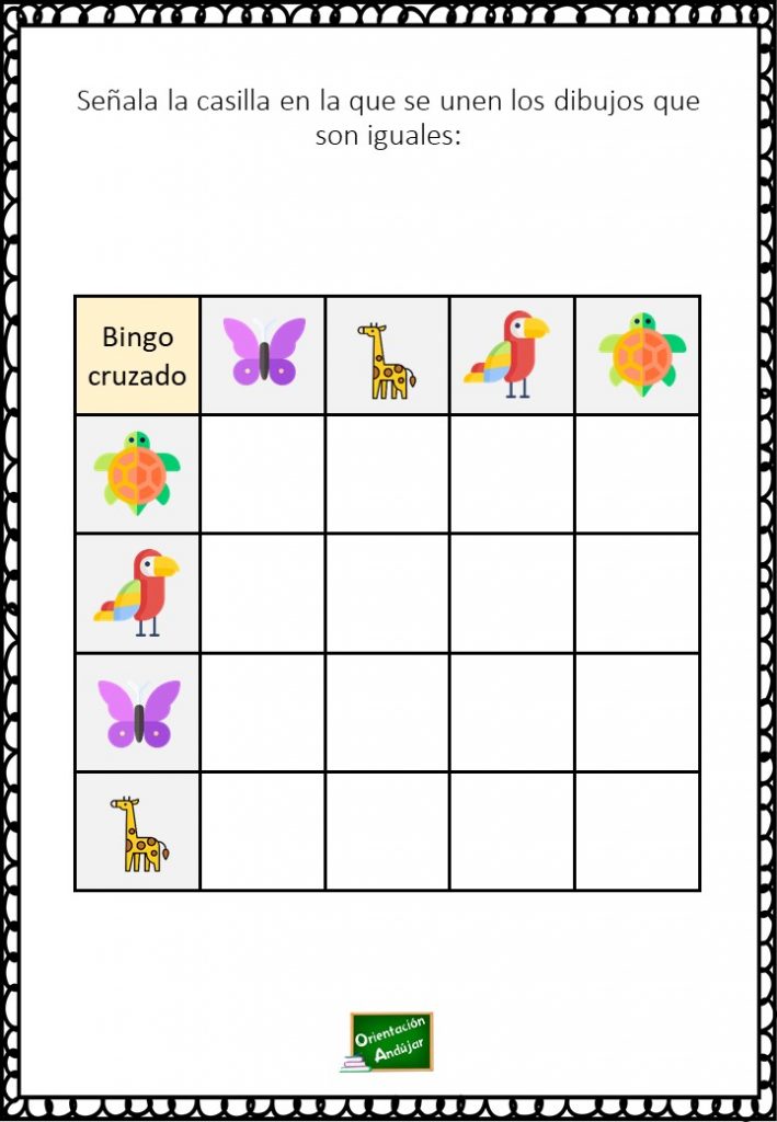 #tdah Bingo cruzado de animales La siguiente actividad, es muy útil para trabajar la atención tanto en el aula como en casa; especialmente con niños que presenten o puedan presentar déficit de atención.