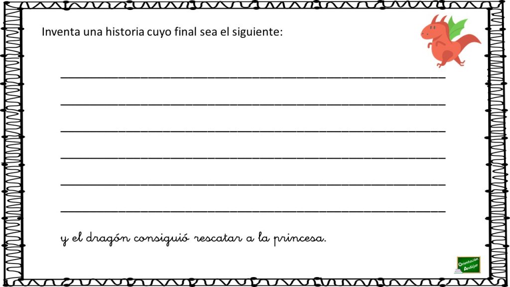 El objetivo del siguiente ejercicio consiste en inventar una historia cuyo final sea el que aparece escrito en cada ficha.
