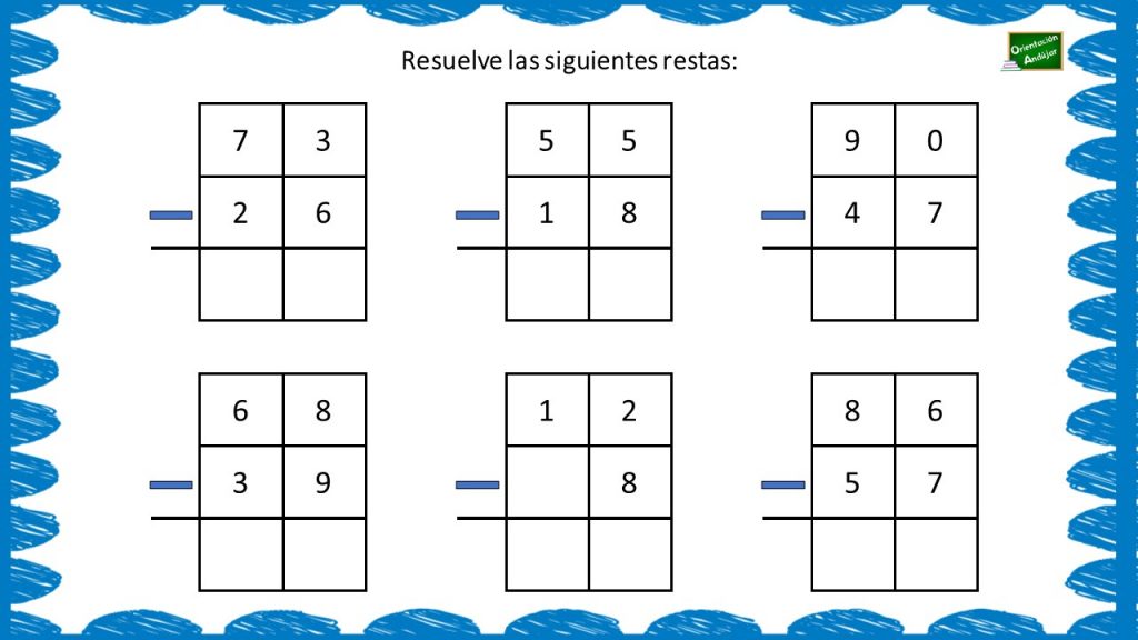 Colección de restas con llevada.