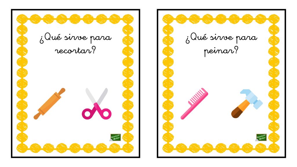 Tarjetas manipulativas Qué sirve para…? Os hemos preparado estas sencillas actividades en las que nuestros alumnos deben de categorizar diferentes imágenes y elegir cual es la más adecuada a la pregunta que le formulamos.