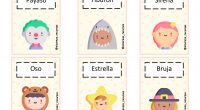 El PDF contiene:– 40 tarjetas con personajes disfrazados y palabras. – 4 tarjetas con agudas, llanas y esdrújulas.