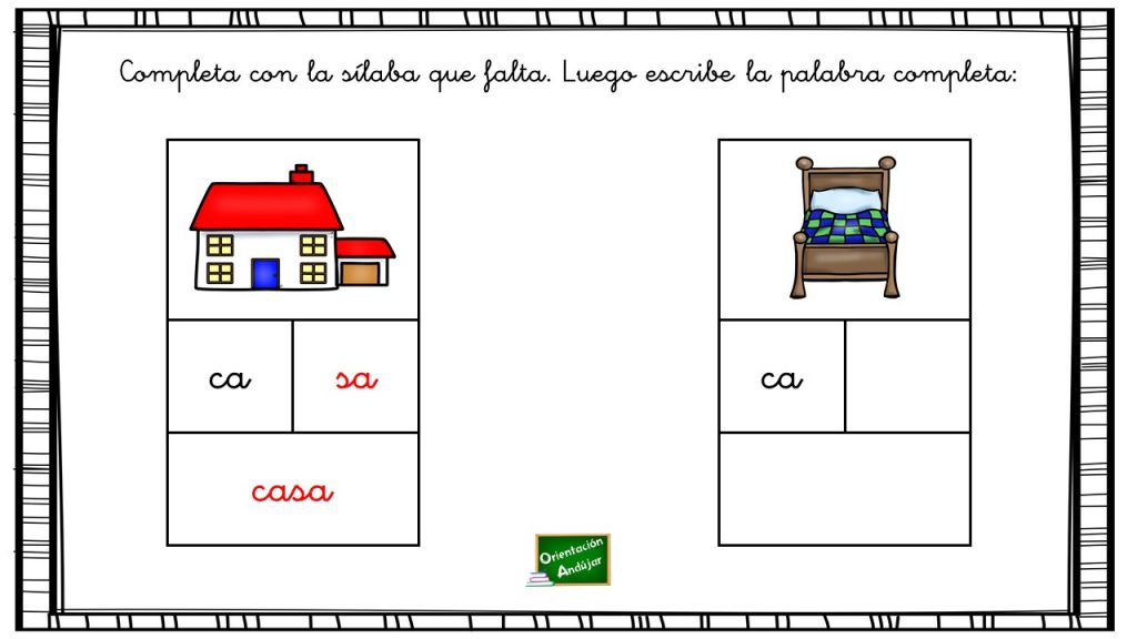 Os compartimos esta actividad para trabajar la conciencia silábica con ayuda de dibujitos.