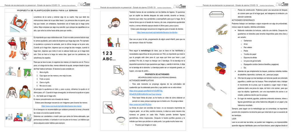 DESCARGA EL RECURSO EN PDF ALUMNADO TEA PROPUESTA DE PLANIFICACIÓN DIARIA PARA LA SEMANA AUTORÍA: VERÓNICA GARCÍA ROMERO. AULA TEA. CEIP TORRE MALMUERTA.