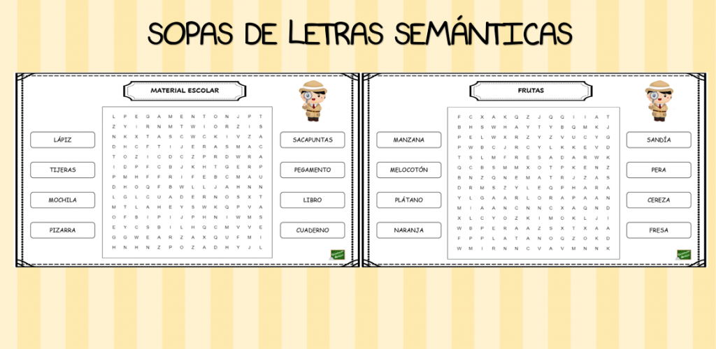 os traemos estos sencillos pasatiempo para trabajar los campos semánticos mediante estas divertidas sopas de letras.