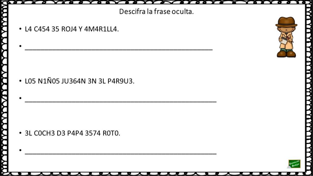 En la actividad de hoy nuestros peques se van a convertir en pequeños detectives que van a tener que descifrar la frase que se esconde tras el código de letras […]